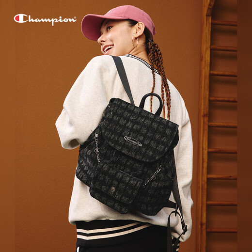 Champion美国冠军2025新款运动包男女 复古时尚百搭运动双肩包 黑色 MIC