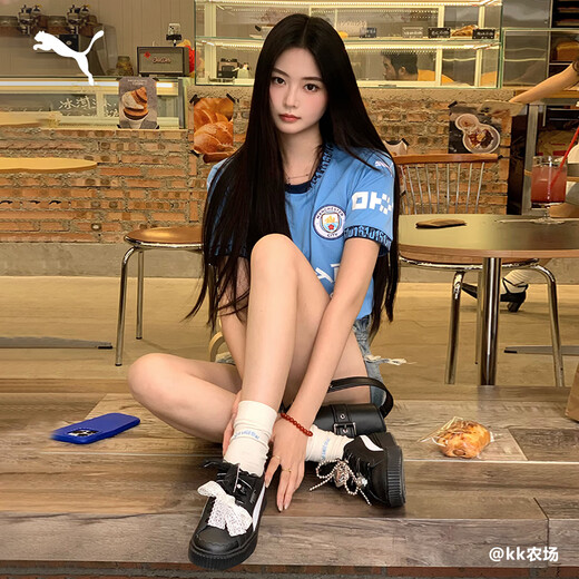 PUMA Manchester City home fan version jersey moisture-absorbent quick-drying short-sleeved T-shirt men's sports top 775075 light blue-sea blue-01 M (175/96A)