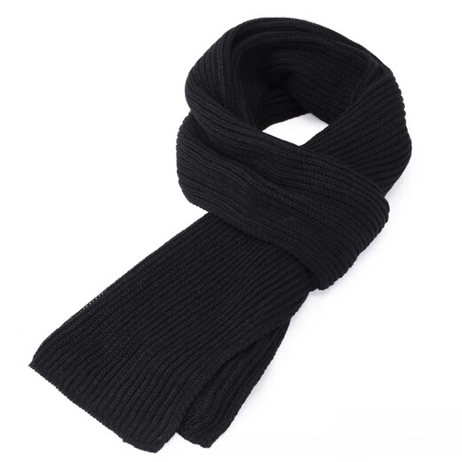 Hengyuanxiang knitted scarf for middle-aged and elderly people to keep warm in winter men's black scarf for the elderly grandpa dad's birthday neck protector winter for women black