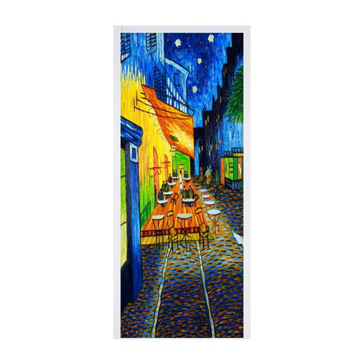 Clcey van Gogh's Starry Sky Huile Peinture Famme Peinture Porte autocollant Renoie auto-adhésive Dormitory Wall Decorative Glass Wardrobe Door Sticker MT-3291 White Glue 0cm * 0cm
