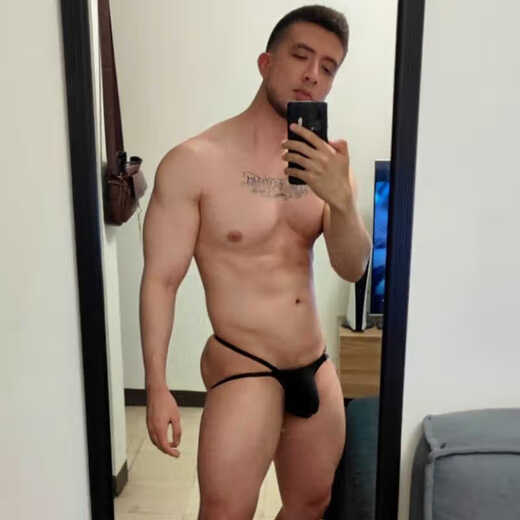 Jiuai Low Waist Men's Thong Breathable Personalized Single Thong U-convex Design Sexy Briefs Black S