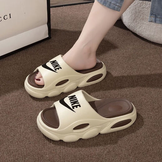 NBA KIDSNAKE-Super thick slippers for men, non-slip and anti-odor slippers for men, fashionable thick-soled summer super soft soles for outer wear, Nike-black with white hooks, Nike-44-45