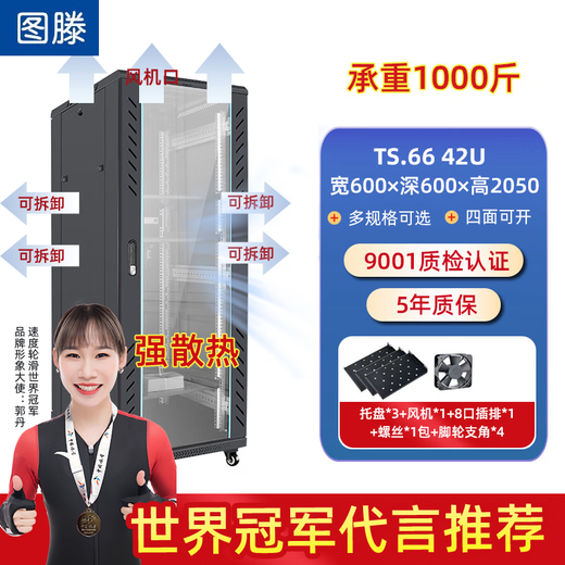 Tuten cabinet 42u server network switch router computer room office weak current project TS.6642 glass door width 600*depth 600*height 2050MM