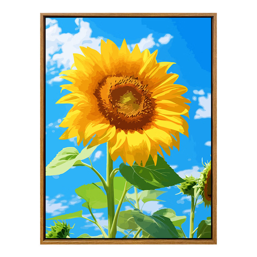 三栖虎向阳而生治愈向日葵数字油画diy填色画客厅挂画装饰画手绘油彩画 SJ14382 30x40cm绷好加厚实木内框+外框（默认原木色） 高亮颜料+专业油画布+画笔+配件
