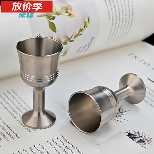 RUA pure titanium small wine glass, white wine cup, outdoor tall wine cup, all-metal wine cup, camping, lightweight and fall-resistant, household titanium wine set, titanium tea cup (single layer)