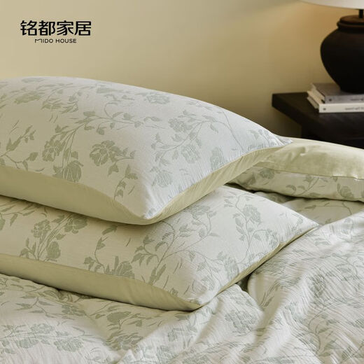MIDO HOUSE Mingdu bed four-piece set double-layer yarn washed cotton yarn-dyed jacquard cotton quilt cover bedding set-Long Vine Rose Light 1.5m bed sheet style four-piece set