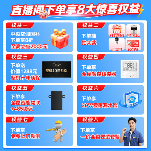 Haier 20% off when placing an order. Central air conditioner, one to four, one to three, Yunshu Pro+, household first-class energy efficiency, full DC frequency conversion, intelligent IoT, self-cleaning, invisible embedded, Yunshu pro+ 6 HP, one to four, three rooms and one living room, 120