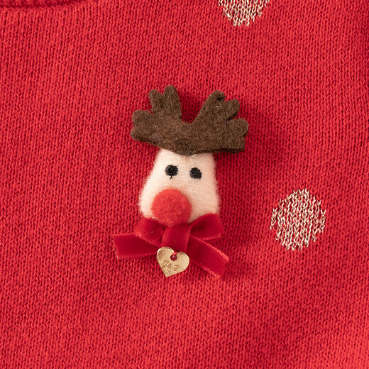 DAVE&BELLA Children's Sweater Dress Autumn and Winter New Girls Christmas Skirt Children's Mesh Skirt Girl Baby Skirt Chinese Red Spot 100 cm (recommended height 90-100cm) cm (recommended height 90-100cm)