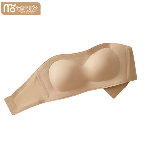 Modal Thickened Invisible Strapless Underwear Women's Anti-Slip Push Up Small Breast Revealing Big Slip Skirt Bra Wedding Dress Foundation Tube Top Invisible Skin M 4.5CM Pad 91-109Jin Jin is equal to 0.5kg. Choose carefully, too prominent