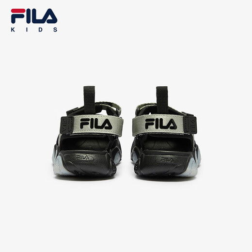 Fila Fila Children's Shoes Jellyfish Sandals 2025 Summer New Boys and Girls Velcro Flashing Shoes Black/Space Silver-BS 28