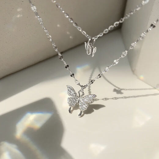 PT950 platinum necklace female clavicle chain 18 double layer necklace 520 gift for girlfriend's birthday platinum double layer bow necklace