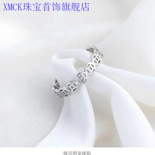 XMCK Old Phoenix 999 sterling silver pure silver copper coin ring open female fashion creative transfer fresh index finger ring finger 9999-sterling silver money ring 7.384747488 grams