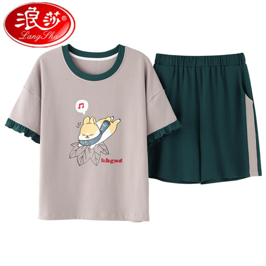 Langsha Pyjamas für Frauen in Sommeranzügen für kurzärmelige Damen Zwei-teilige große Saison mit großer Sommer koreanischer Stil Thin Student Spring- und Herbst- und Winter-Hauskleidung Garnelpulver GXT6630 Bildfarbe m_goddess pyjamas kostenlos Versandversicherung Durchschnittsgröße