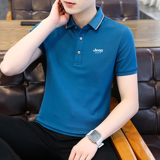 JEEP SPIRIT吉普短袖T恤男半袖上衣POLO男士新款夏季休闲商务中青年无货下架 6636大红 M -(90斤-115斤)