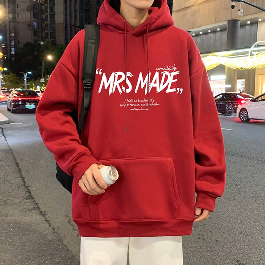 库奥哲美式重磅连帽卫衣男2025新款春秋冬季款宽松加绒潮牌外套上衣服男 黑色 常规 XL (170) 适合120-140斤