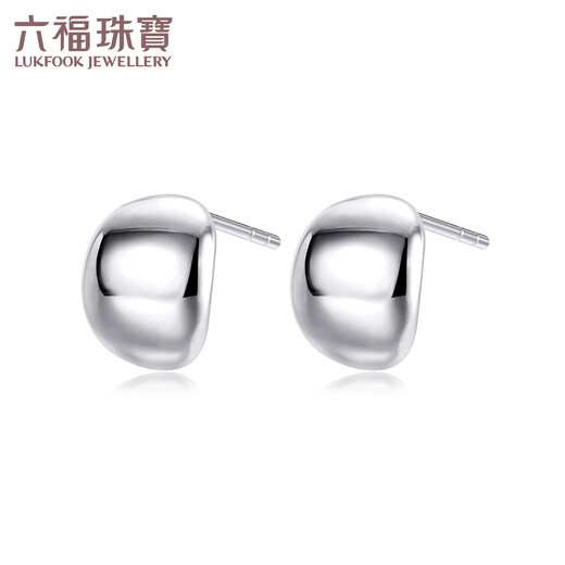 Lukfook Jewelry Platinum 950 Mirrored C-shaped Meniscus Platinum Stud Earrings Price G07P0019DS 2.46g (including labor cost 221 yuan) with silicone ear plugs