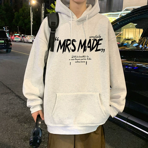 库奥哲美式重磅连帽卫衣男2025新款春秋冬季款宽松加绒潮牌外套上衣服男 黑色 常规 XL (170) 适合120-140斤