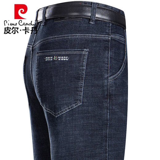 皮尔卡丹（pierre cardin）轻奢高档夏季牛仔裤男士直筒宽松薄款牛仔裤中年高腰爸爸长裤子 3890 中蓝 40 【3尺2腰围】
