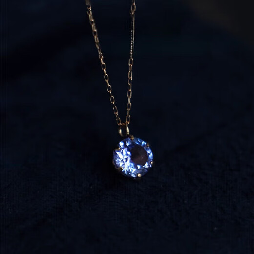Fat Donglai quality tanzanite pendant Japanese plated 18K gold color natural 925 silver single diamond simple 18K gold tanzanite necklace