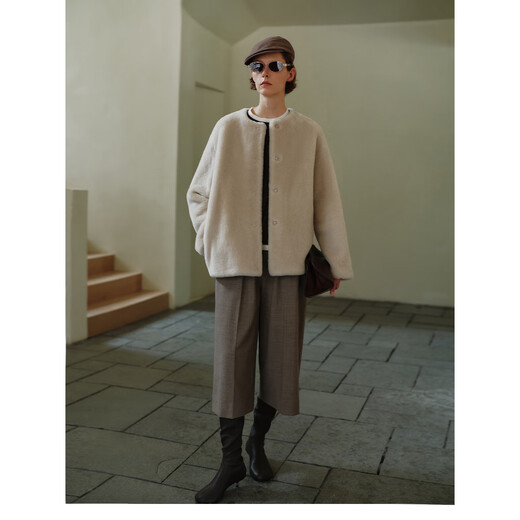 MSBEAST Miss Beast Imported Merino Fur One-piece Jacket Women's Lamb Fur Coat丨Snowing Ningdong Milk Gray M