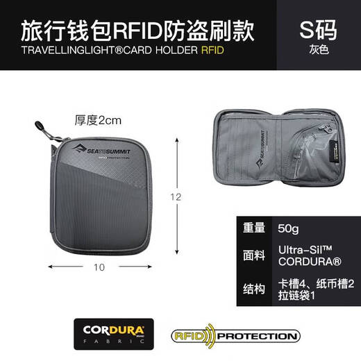 SEATOSUMMIT Sac de Rangement pour Documents de Passeport Portefeuille de Voyage Portable pour Hommes et Femmes Porte-Cartes de Grande capacité Gris-s Modèle Anti-RFID