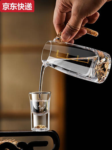 奇立彩白酒杯加红酒杯家用套装分酒器轻奢高档金箔金山架子倒挂高脚杯子 金钻红酒杯550mlX6+金箔金山白酒