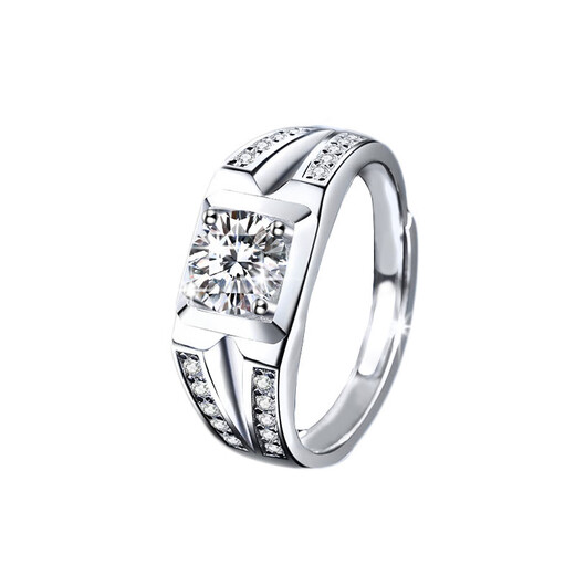 EothPT950 Platinum Moissanite Diamond Ring Men's Light Luxury Niche Fashion Platinum Ring Valentine's Day Birthday Gift PT950 Platinum Moissanite Men's Ring + Certificate