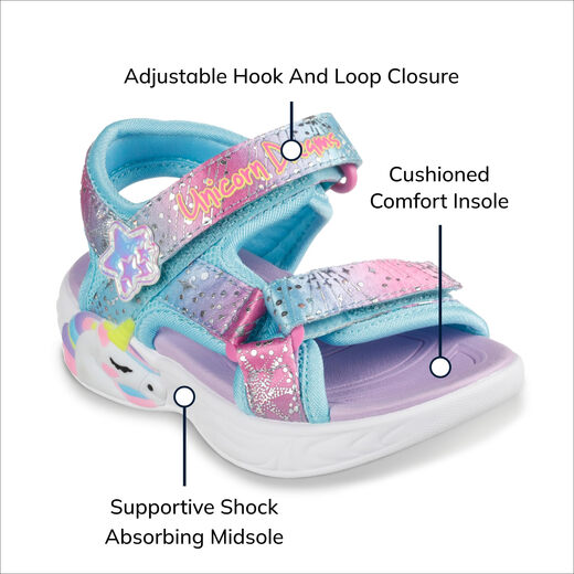 Skechers Kids' Unicorn Dream Sandals - MAJES, Purple/Multicolor, 7 Toddler Purple/Multicolor 7 Toddler