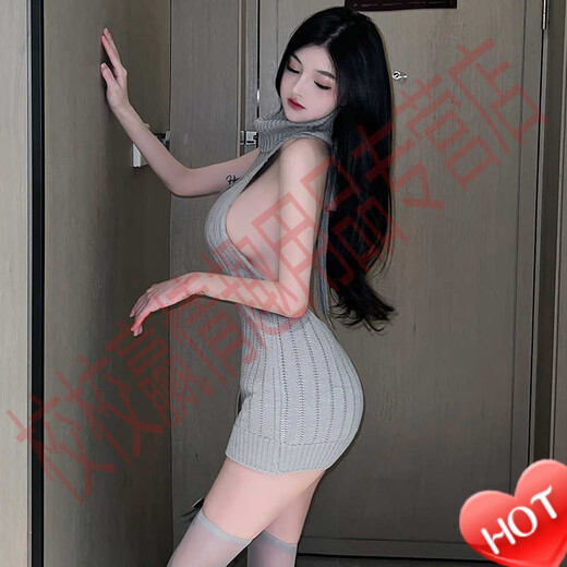 Manyan sex underwear seductive sex passion men sexy without taking off small breasts and showing pure desire flirting sweater dress official flagship 2D hollow sweater + plush cat women bikini 80 -130Jin [Jin equals 0.5 kg]
