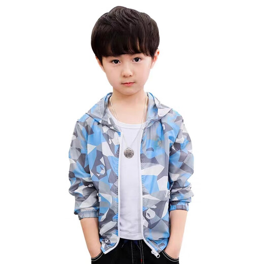 Ouhuangxiong children's sun protection clothing, children's summer clothing, new children's clothing, breathable skin clothing, air-conditioning clothing for middle and large children, orange five-pointed star 150, height 140~150cm