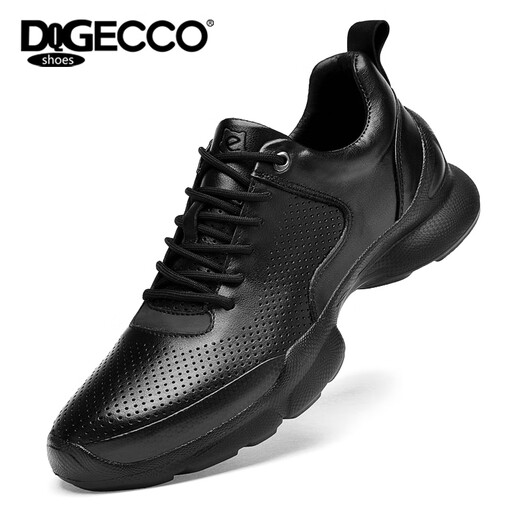 Aibotron DQG ECCO men's shoes genuine leather lightweight soft sole cushioning casual business leather shoes fashion versatile sports shoes labor protection shoes 3561 black 41