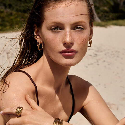 PANDORA (PANDORA) ESSENCE Natural Wave Ear Cuff Gold Open Design Unisex Temperament Birthday Gift for Girlfriend Gold One Size