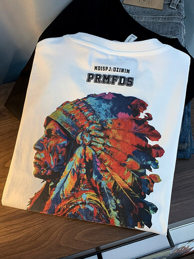 
Platino Indian printed short-sleeved T-shirt American heavyweight men's new summer high-end trendy versatile T-shirt in 2025 White [JSW9903 M is suitable for weight 90-100 Jin [Jin equals 0.5 kg] wear equal size