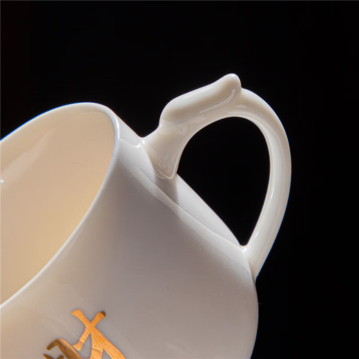 Mutton-fat jade white porcelain Kung Fu tea cup set for home and office tea drinking, master cup and tea cup, a complete set of anti-scalding tea cups, mutton-fat jade side handle cups (12 pieces mixed)