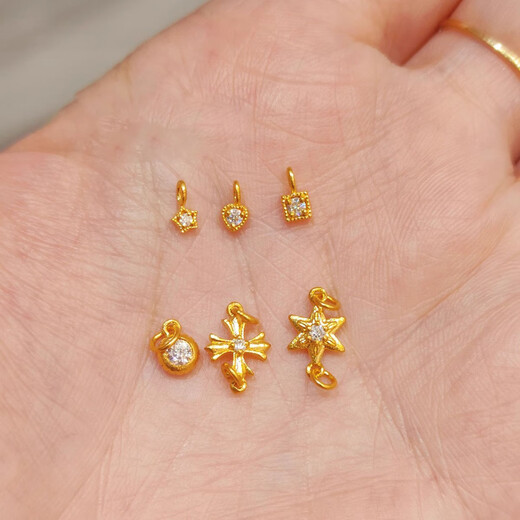 KUXA gold mini pendant plated 18k gold diy bracelet pearl necklace buckle single diamond pendant small drop star moissanite mini small drop slip