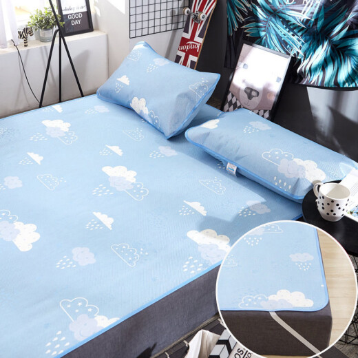 Antarctic mat home textile printed cartoon ice silk mat three-piece set foldable summer cooling air-conditioned mat coquettish cloud 1.5m bed