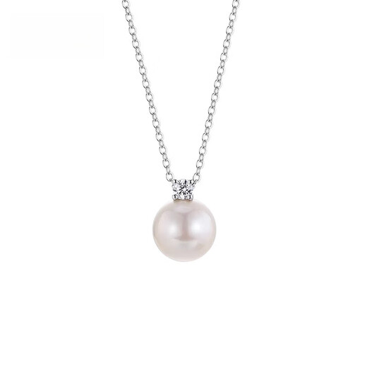 Dan Pei luxury high-end pearl pendant necklace for women round strong light pearl large size pendant plain bead clavicle chain 10-11mm, 40+5cm extension chain with tail tag (free