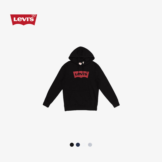 Levi s special offer Levi's couple's same style classic loose casual logo pullover hooded sweatshirt black 19622-0005 M