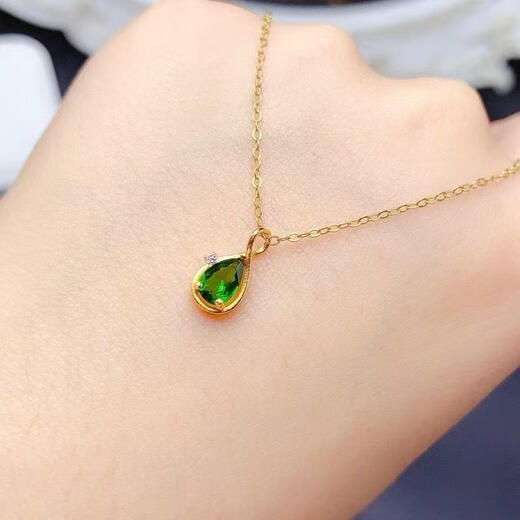 DRJEFUN new drop-shaped gemstone necklace for women 925 silver gold-plated inlaid with natural tanzanite diopside citrine pendant green diopside