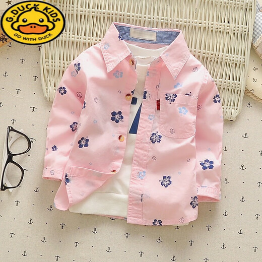 G.duck pure cotton boys long-sleeved shirt 2026 autumn children's shirts baby tops children's baby spring and autumn coats children's clothing Mickey white 120 label 12 recommended height around 110