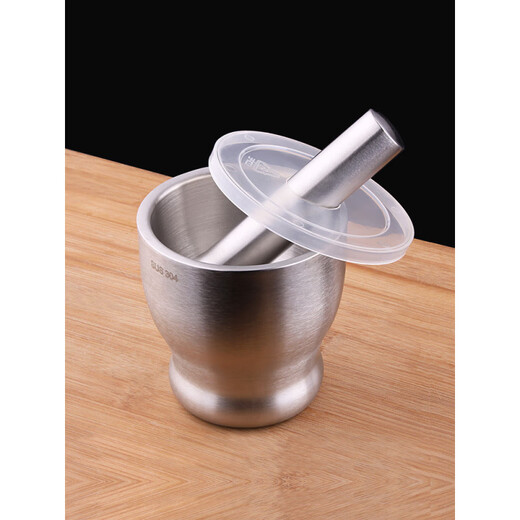 FANCYCHIC thickened double-layer 304 stainless steel garlic pounder jar garlic mortar masher grinder mortar restaurant grade 304 cone shaped deepened version extra large double