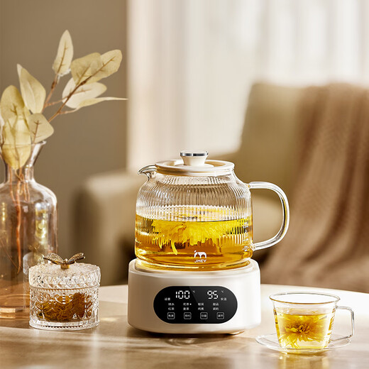 JMEY H7 all-glass health pot, smart thermostatic kettle, teapot, kettle, floral teapot, milk regulator, smart health pot H7- 1.2L, all glass