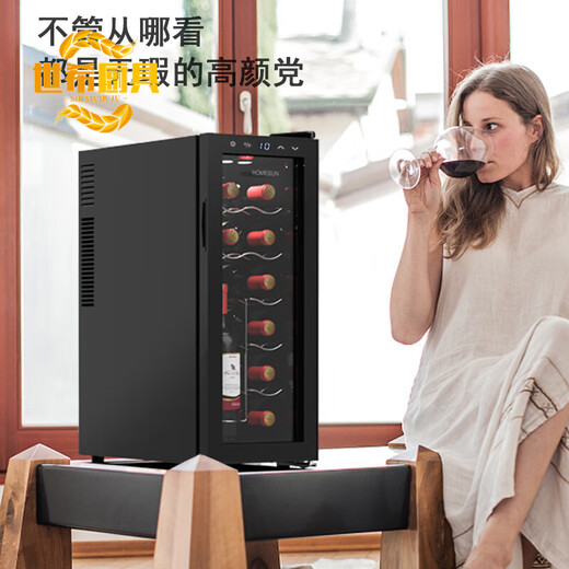 Shixi France imported red wine cabinet constant temperature wine cabinet household small mini mini ice bar electronic constant temperature refrigerator (12 bottles) curved door