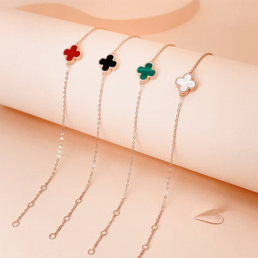 Damuni 18K gold bracelet lucky four-leaf clover gold bracelet for women agate Chinese Valentine's Day gift for girlfriend and wife