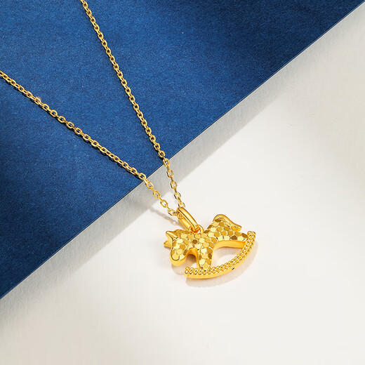 Saphire 18K gold pendant rocking horse pendant as a birthday gift for girlfriend 18K gold pendant with gold-plated silver chain