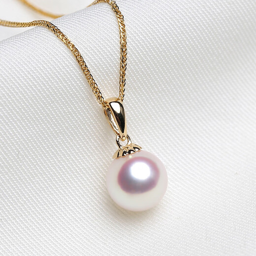 Libiao Japan AKOYA natural seawater pearl pendant 18K gold necklace classic melon seed style single for women simple with starfish 18K gold single pendant 6.5-7mm