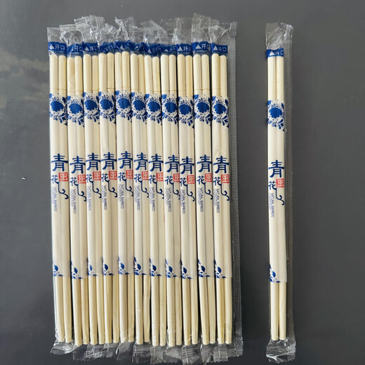 Ye Yu chopsticks blue and white porcelain bold take-out restaurant home hygiene disposable independent packaging fast food commercial wholesale factory straight 5.0*19.5cm long natural bamboo 10 pairs