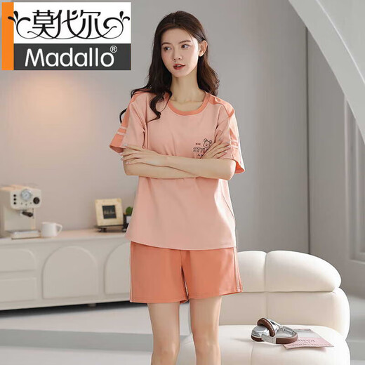 莫代尔仿丝纯棉夏季睡衣女士套头睡衣夏季短袖短裤舒适休闲家居服套装 Z9854 M [建议80-100斤穿]