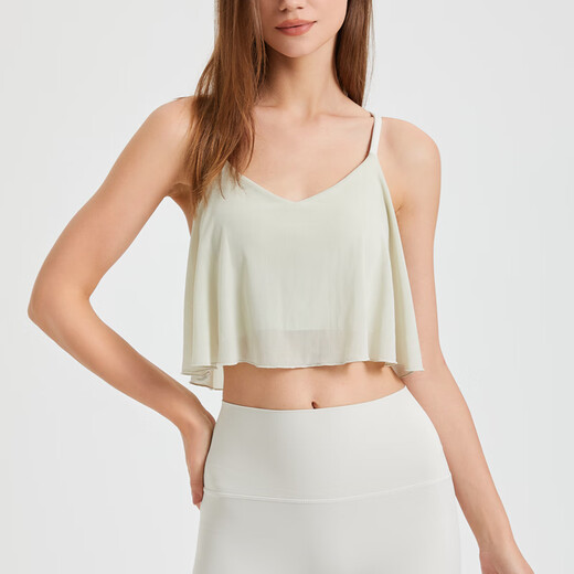 Yalu all-in-one yoga camisole women's mesh breathable flesh-covering Pilates sports top outer wear fitness underwear summer cocoa color (strap bra) S