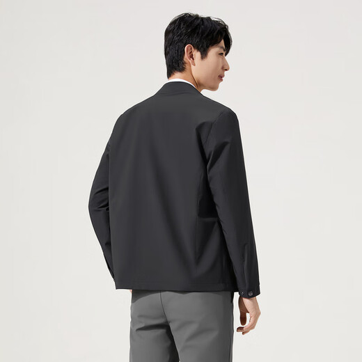 Qipai Classic Lapel Jacket Men's Autumn New Fashion Dark Jacquard Jacket for Middle-aged and Young Men Black L